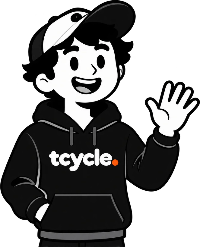 La mascota de tcycle se asoma sobre el formulario